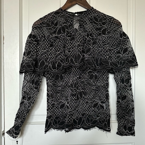Zara Tops - Zara Black Lace Floral Long-Sleeve Blouse